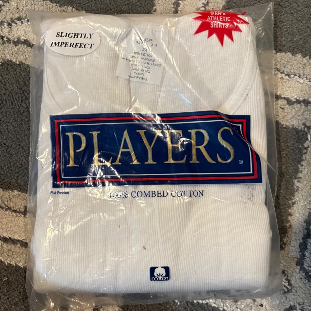 Players Mens 2 Pack Big&Tall 3X Athletic Shirts White Ribbed Tanks 100% Cotton